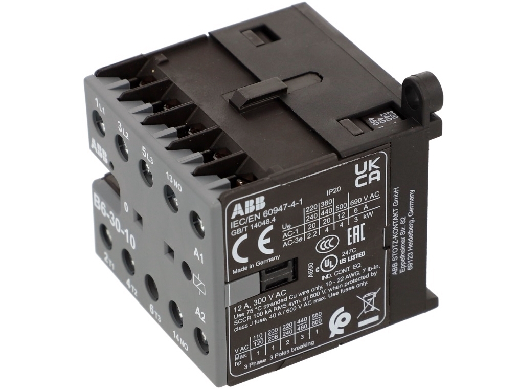 Minikontaktor 3-faasiline 20A(13kW) - 8€, B6-30-10, ABB ...