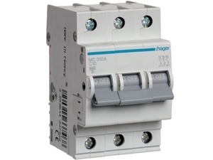  
	Модульный автоматический выключатель 3-фазный, C 10A, Hager, MC310A, 433746 
