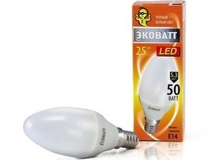  
	LED lamp 5,3W=50W, Ecowatt, B35 5,3 827 E14 
