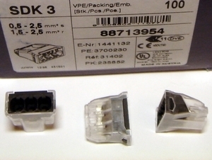  
	Klemmid 3 x 0,5-2,5 mm², SDK 3, 88713954, Electro Terminal 

