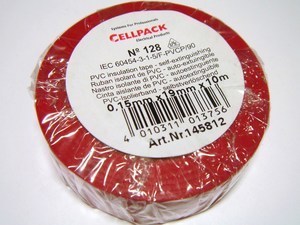  
	Изолента 19ммx10м, красная, Cellpack 128, 145812 

