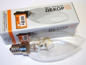  
	Лампа накаливания 60 Вт, Lighton, Decor C35, прозрачная 
