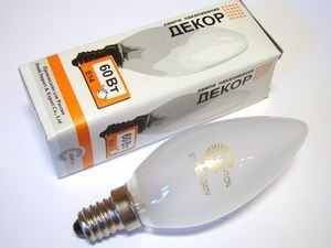  
	Лампа накаливания 60 Вт, Lighton, Decor C35, матовая 
