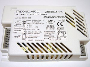  
	Электронный дроссель  с блоком аварийного питания  1 x 26/32 Вт, Tridonic Atco, PC 1x26/32-15Cs TC Combo, 89899668 
