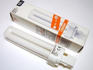  
	Компактная-люминесцентная лампа 13Вт, Osram Dulux D, 13W/41-827/G24d-1,  2-PIN , 008127 
