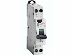  
	Rikkevoolukaitse koos kaitselülitiga 1-faasiline, C10 A, 30mA(0,03A), DMCEA60C10/030, General Electric, 694008 
