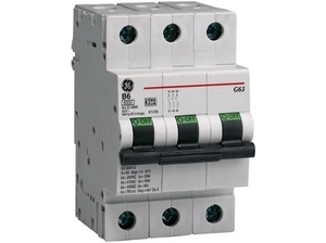  
	Модульный автоматический выключатель 3-фазный, B 6A, General Electric, G63B06, 674725 
