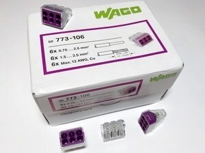  
	Клеммы Wago 6 x 0,75-2,5 мм², 773-106 
