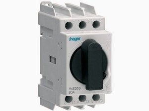  
	Модульный поворотный выключатель 3-фазный 63A, HAS306, Hager, 312207 
