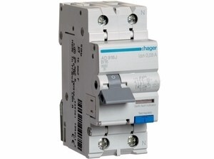  
	Aвтомат тока утечки с автоматическим выключателем 1-фазный, B 16A, 30мA(0,03A), Hager, AD916J, 104071 

