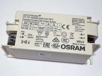 <p>
	Elektrooniline <font color="#ff0000">LED</font> trafo 36-42W, 700-1050mA, 18-40V, Optotronic® OT FIT 40/220-240/1A0 NFC, Osram</p>
