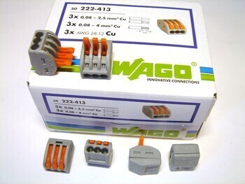 <p>
	Klemmid Wago 3 x 0,08 - 4 mm² (avatavad), 222-413</p>
