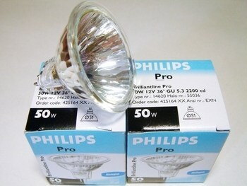 <p>
	Halogeenlamp 50W, 12V, 36°, Philips Brilliantline Pro, 425164</p>
