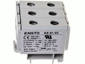 <p>
	Проходная клемма 3-фазная 50 мм², серая, KE61.03, Ensto</p>
