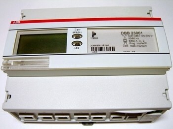 <p>
	Модульный электросчётчик 3-фазный 2-тарифный 5-80A, ABB Delta plus, DBB 23001, 2CMA180811R1000</p>
