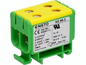 <p>
	Ответвительная клемма 50 мм², ж/зел, KE66.3, Ensto</p>
