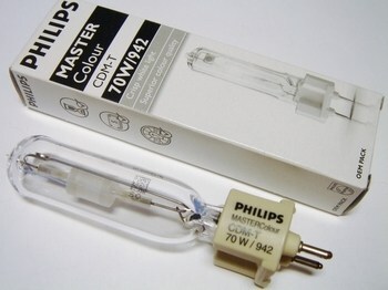 <p>
	Металлогалогенная лампа 70 Вт, Philips Mastercolour CDM-T 70W/942 G12, 206596</p>
