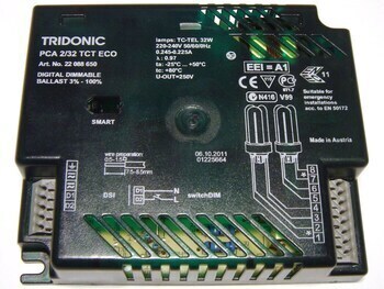 <p>
	Elektrooniline drossel 2 x 32 W, Tridonic, PCA 2/32 TCT ECO, 22088650</p>
