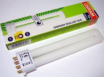 <p>
	Kompakt-luminofoorlamp 9 W, Osram Dulux® S/E, 9W/830/2G7, <span style="color: #ff0000">4-PIN</span>, 589398</p>
