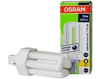 <p>
	Компактная-люминесцентная лампа 13 Вт, Osram Dulux T Plus, 13W/830/GX24d-1, <span style="color: #ff0000">2-PIN</span>, 446929</p>
