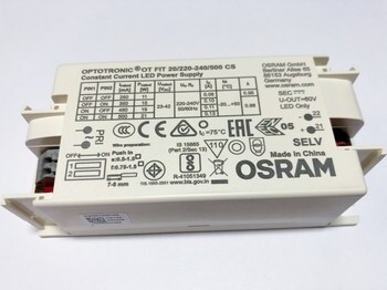 <p>
	Elektrooniline <font color="#ff0000">LED</font> trafo 11-21W, 250-500mA, 23-42V, Optotronic® OT FIT 20/220-240/500 CS, Osram, 617315</p>
