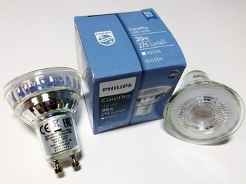 <p>
	Светодиодная лампа 3,5Вт=35Вт, 230В, 36°, CorePro LEDspot VLE D 3,5-35W GU10 840 36D, Philips, 728352</p>

