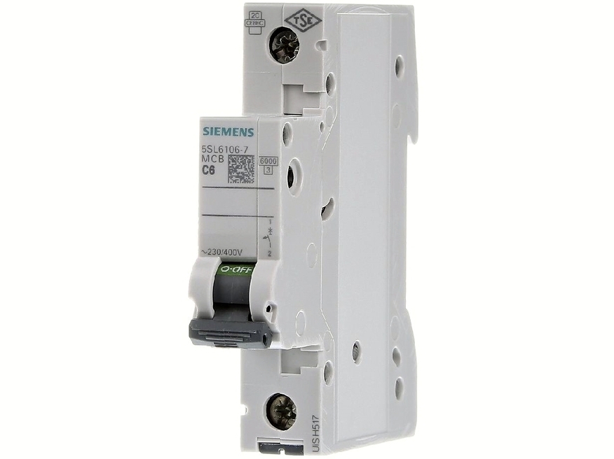 <p>
	Moodulkaitselüliti 1-faasiline C 6A, Siemens, 5SL6106-7</p>
