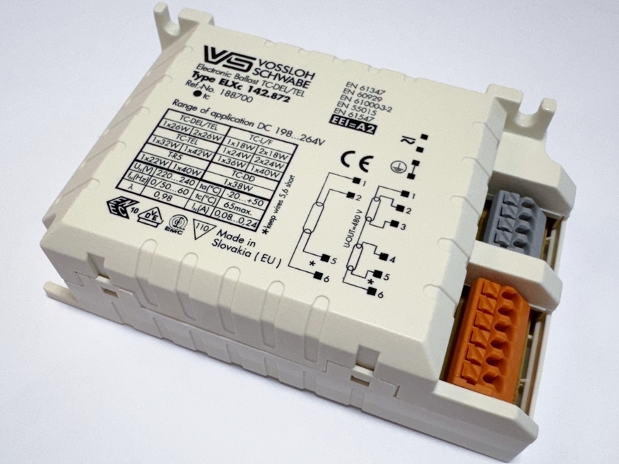 <p>
	Электронный дроссель 1x18-42 Вт или 2x18-26 Вт, Vossloh Schwabe, ELXs 142.872, 188700</p>
