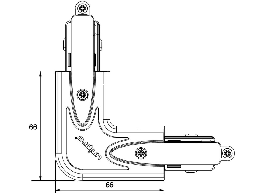 <p>
	L-образное соединение рельс для рельсовых светильников LC3B, Unipro, 1459341</p>
