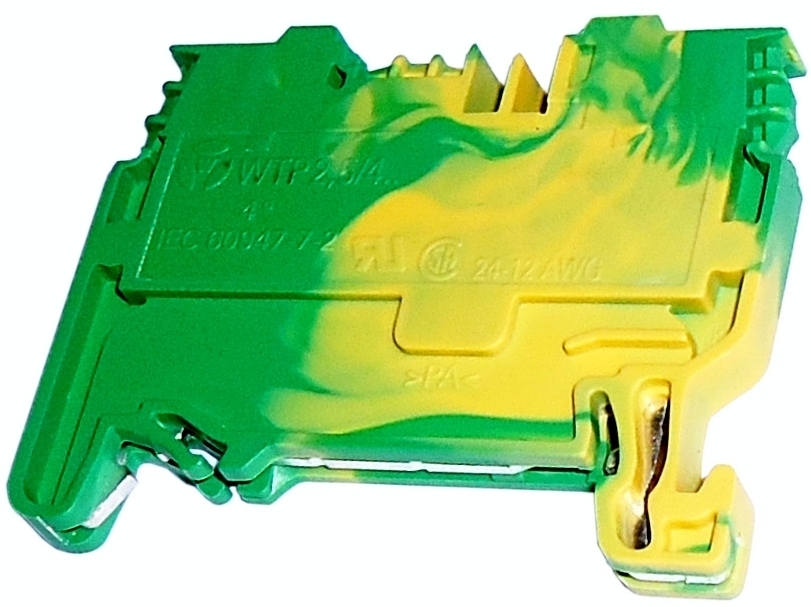 <p>
	Проходная клемма 4 мм², ж/зел, WTP2,5/4 PE, Wieland, 56.203.9055.0</p>
