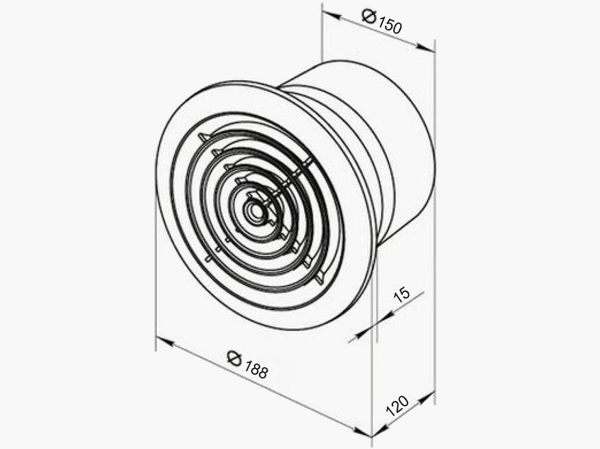 <p>
	Väljatõmbe ventilaator Ø150 mm, Vents 150 PF</p>
