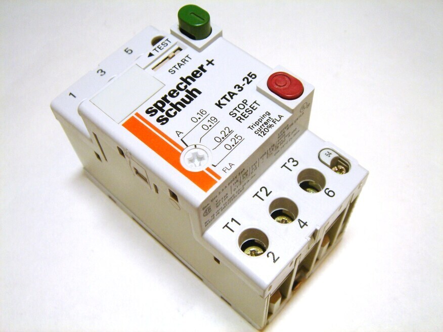 <p>
	Aвтомат защиты электродвигателя 3-фазный 0,16-0,25A, Sprecher+Schuh, KTA 3-25</p>
