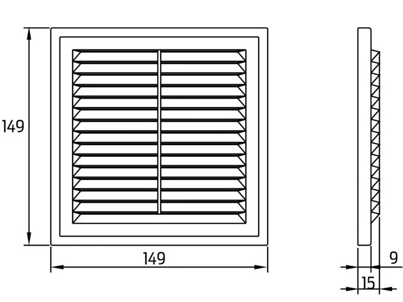 <p>
	Ventilatsioonirest 149×149×15 mm, D/150 RW, Dospel, 007-0170</p>
