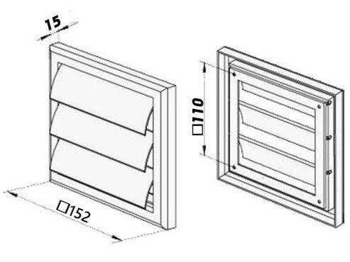 <p>
	Ventilatsioonirest 152×152×15 mm, Vents, MV100J</p>
