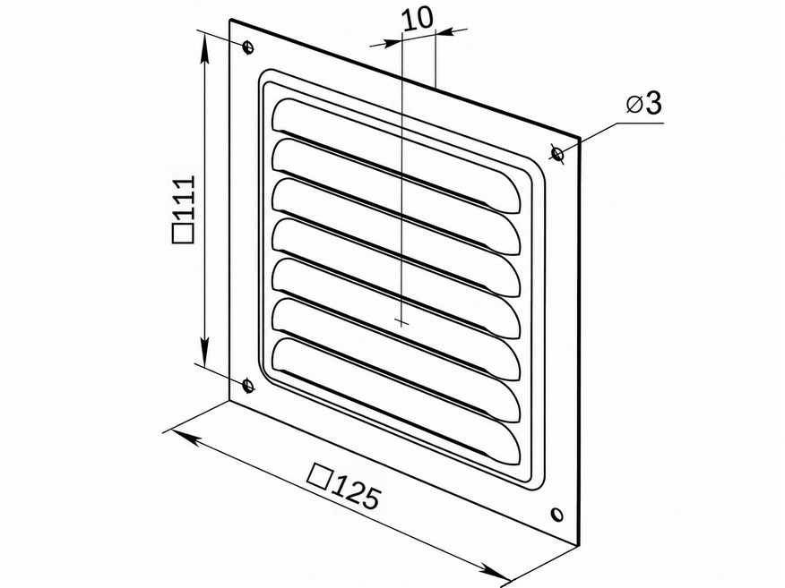 <p>
	Ventilatsioonirest 125×125×10 mm, Vents, MVM125s, valge</p>
