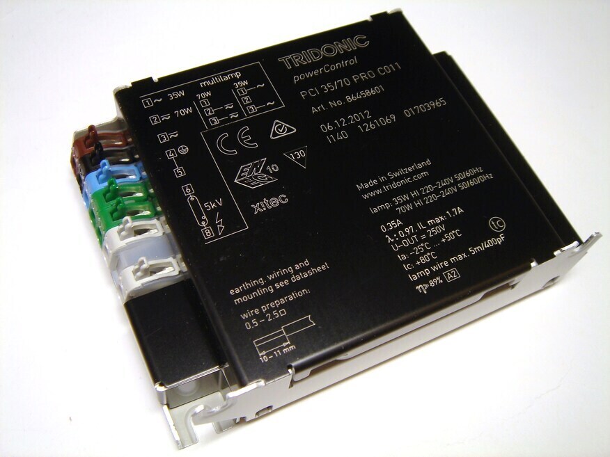 <p>
	Elektrooniline ballast 35/70 W, Tridonic, PCI 35/70 PRO C011, 86458601</p>
