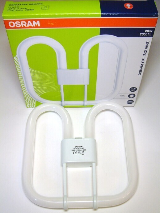 <p>
	Libliklamp 28 W, Osram CFL Square, 28W/835/GR10q, <span style="color: #ff0000">4-PIN</span>, 816982</p>
