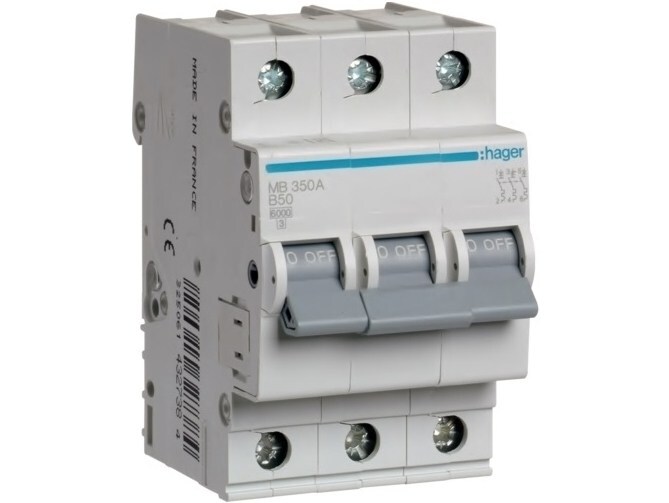 <p>
	Moodulkaitselüliti 3-faasiline B 50A, Hager, MB350A, 432738</p>
