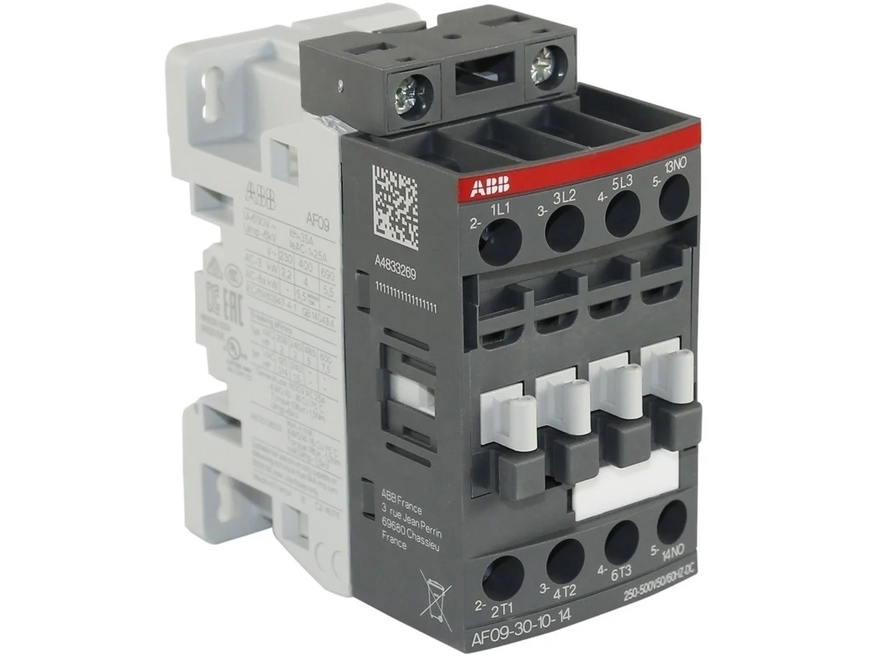 <p>
	Контактор 3-фазный 25A(16кВт), AF09-30-10-14, ABB, SBL137001R1410</p>
