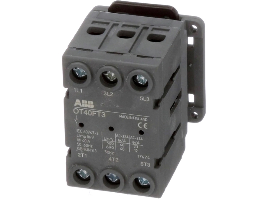 <p>
	Поворотный выключатель нагрузки 3-фазный 40A, OT40FT3, ABB, 1SCA104940R1001</p>
