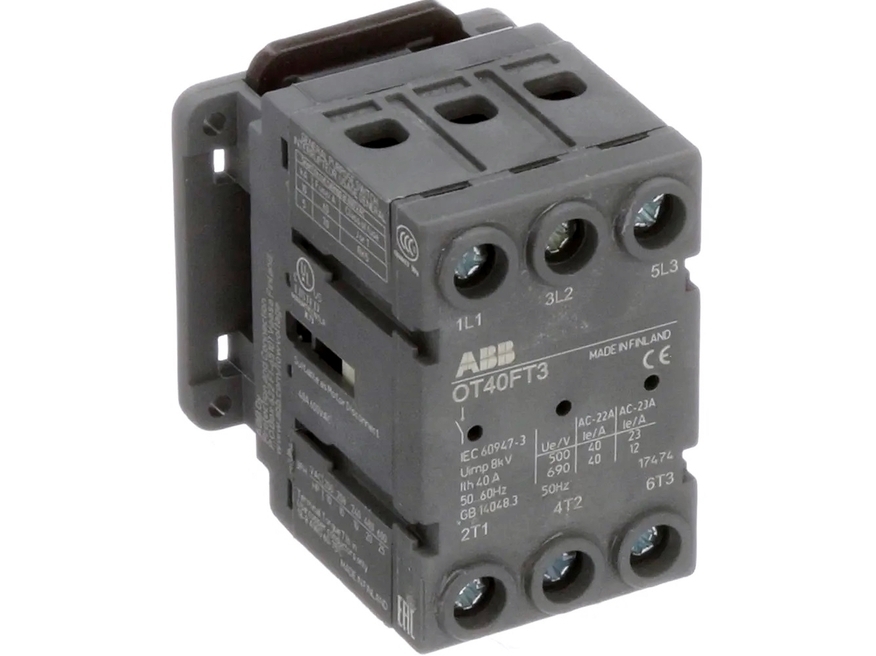 <p>
	Поворотный выключатель нагрузки 3-фазный 40A, OT40FT3, ABB, 1SCA104940R1001</p>
