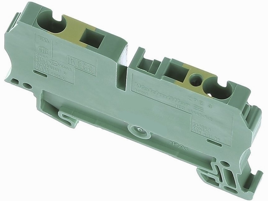 <p>
	Проходная клемма 4 мм², ж/зел, ZPE 4, Weidmüller, 1632080000</p>
