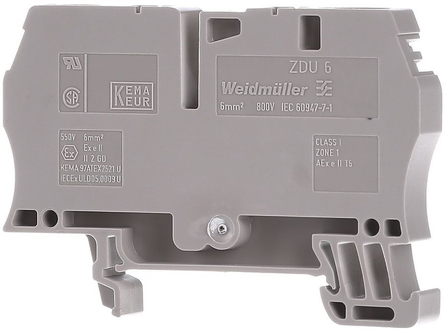 <p>
	Проходная клемма 6 мм², серая, ZDU 6, Weidmüller, 1608620000</p>
