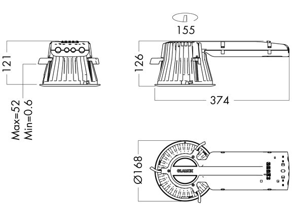<p>
	Светодиодный светильник 11 Вт, D70-R155 LED 1100 HF 840 LI SM/WH TRIM, Glamox, D70515305</p>
