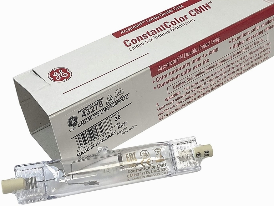 <p>
	Металлогалогенная лампа 35 Вт, CMH35/TD/UVC/830/RX7S, General Electric, 43278</p>
