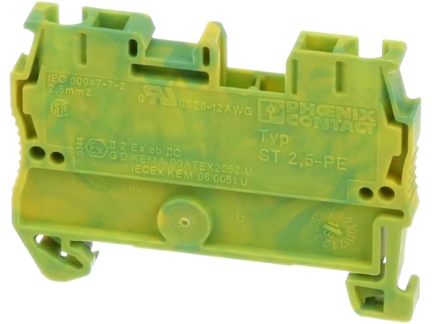 <p>
	Проходная клемма 2,5 мм², ж/зел, ST 2,5-PE, Phoenix Contact, 3031238</p>
