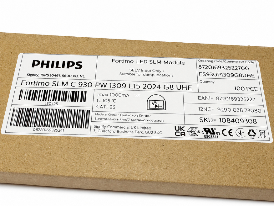 <p>
	LED moodul 10,5 W, Philips Fortimo SLM C 930 PW 1309 L15 2024 <strong>G8</strong> UHE, 929003873080, 930P1309FU8</p>
